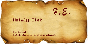 Helmly Elek névjegykártya